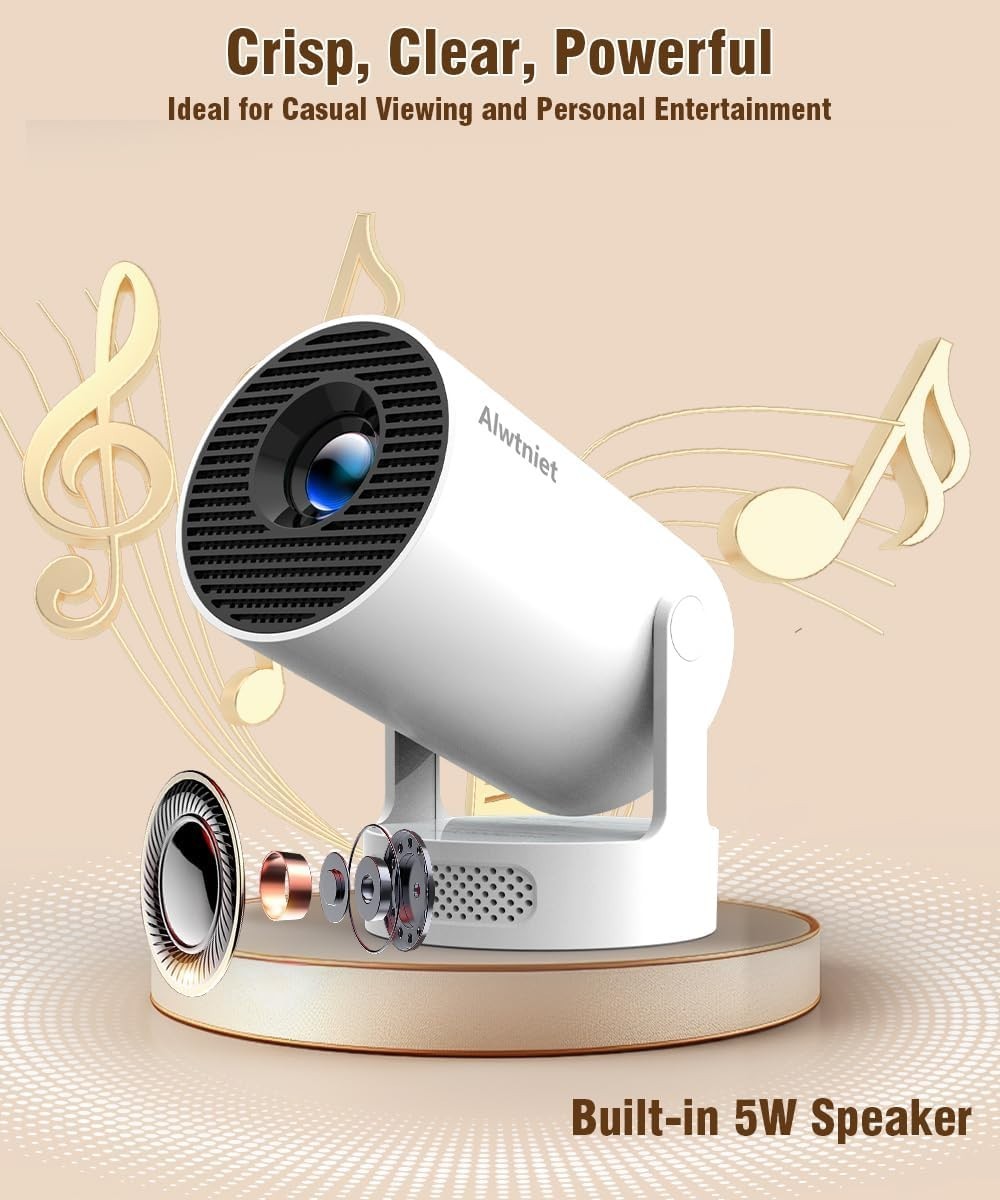 Smart WiFi6 1080P Mini Projector Bluetooth 180° Android 14