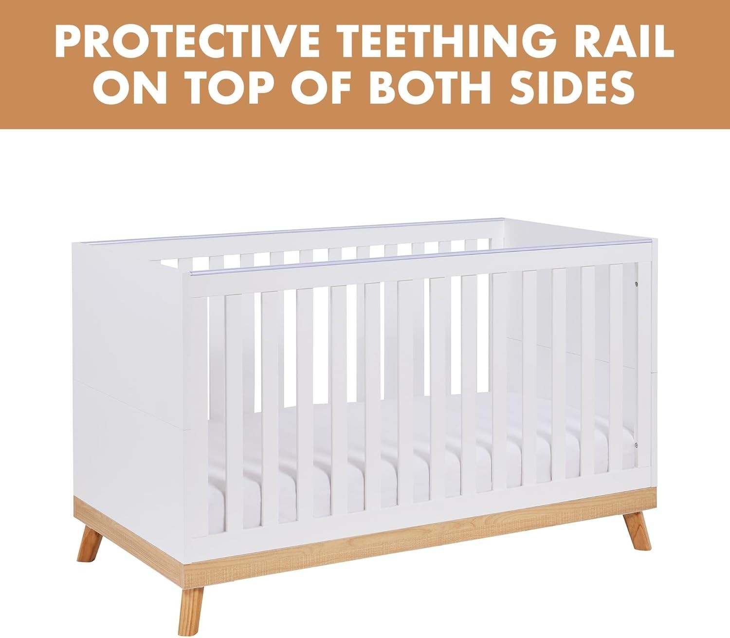 Convertible White Baby Cot Bed 3 Height Adjustable Toddler Bed 145x76x89 cm