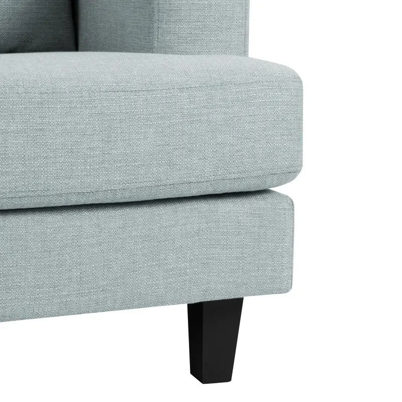 Pale Blue 3 Seater Linen Sofa Modern Fabric Couch with Cushions & Arms