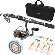 Telescopic Fishing Rod Reel Combo 2.7M Carbon Fiber Spinning Kit Case