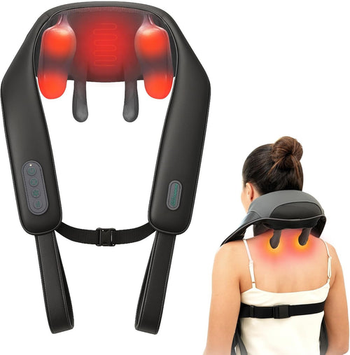 Cordless Neck Shoulder Massager Heat Deep Tissue Shiatsu Pillow