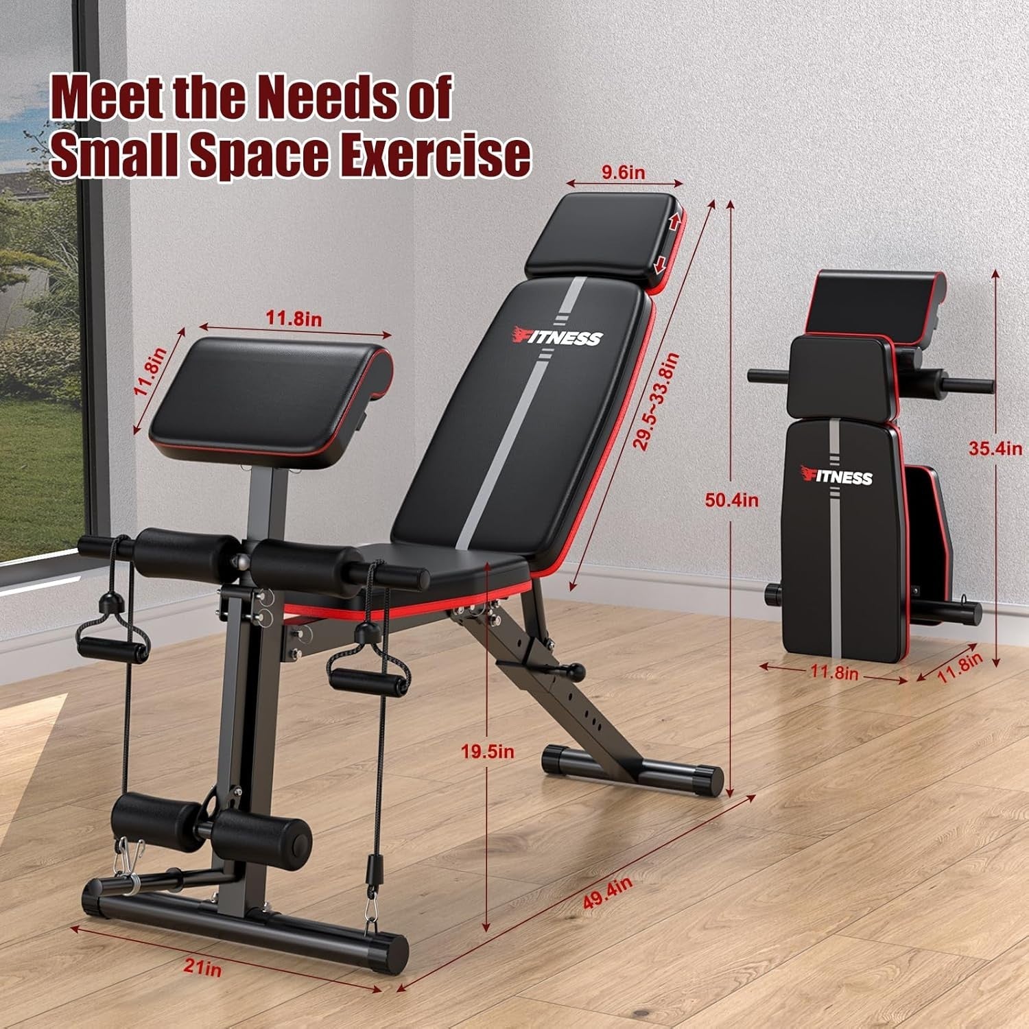 Multi-Function Foldable Workout Bench 770lb With Leg Extension Curl Pad