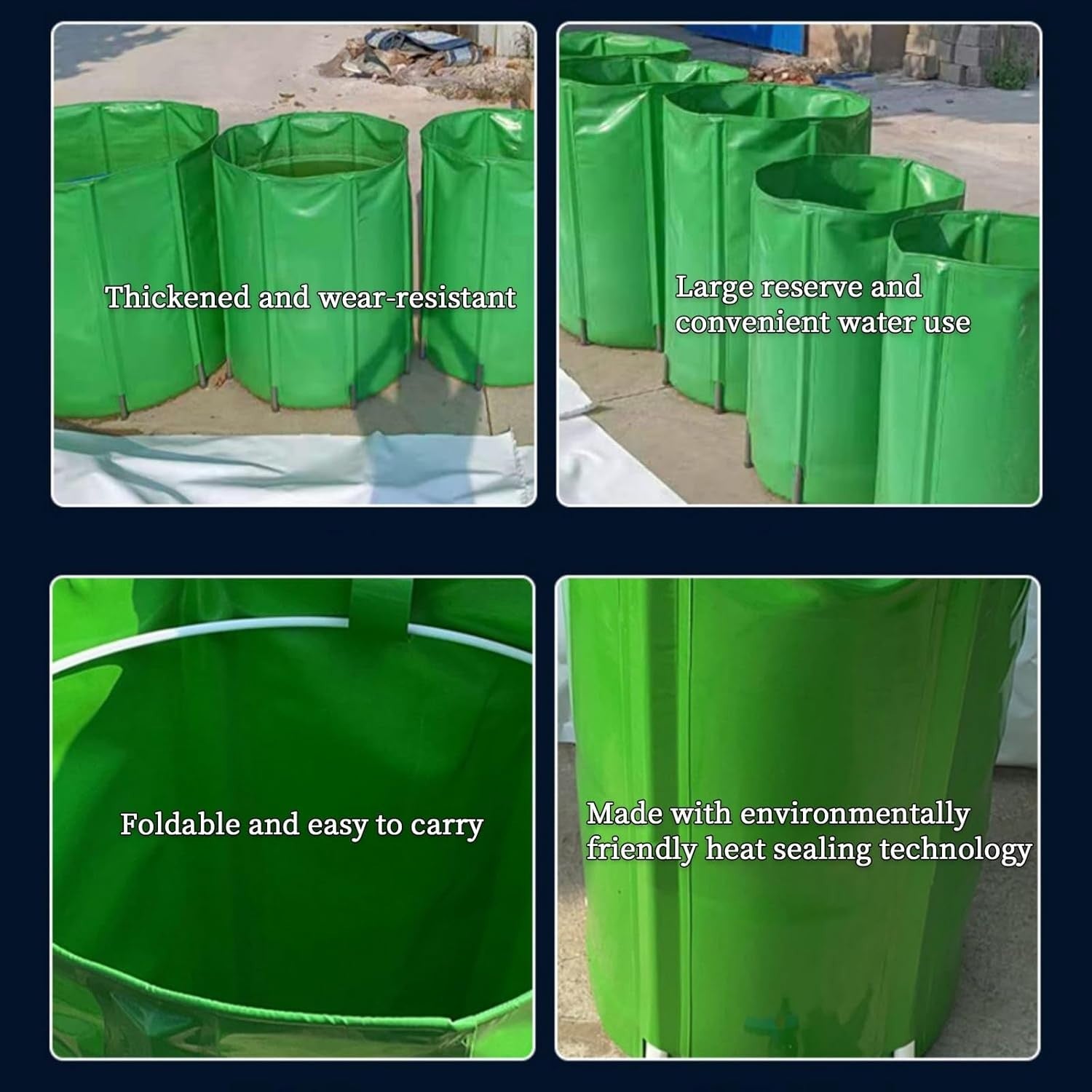 250L Folding Rain Barrel with Stand Tap Portable Outdoor Water Collector Garden