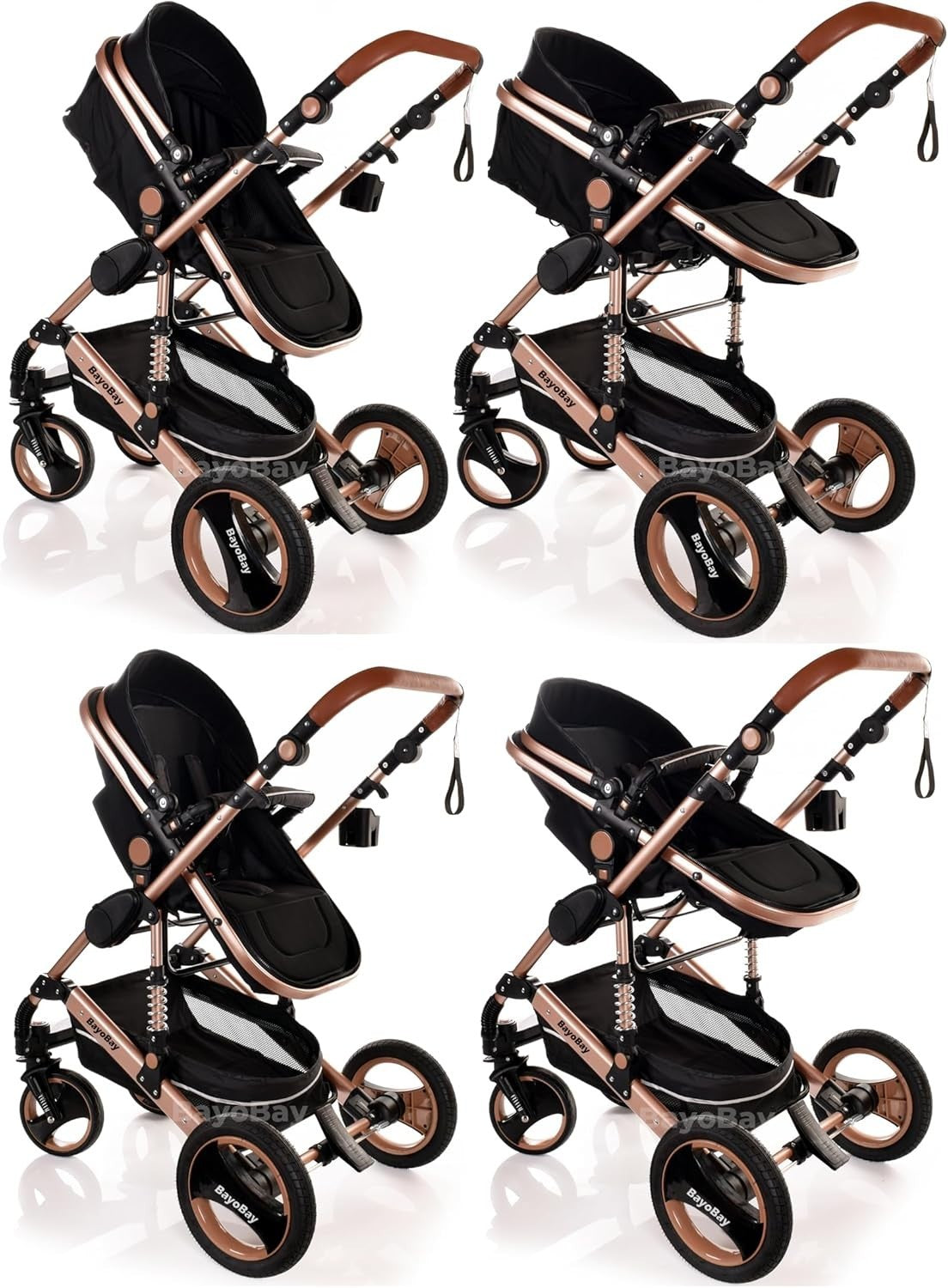 3 in 1 Baby Stroller Travel System Lightweight Pram Foldable Pushchair Black