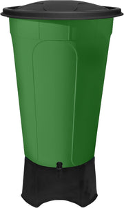 210L Garden Water Butt W/Stand, Tap & Cover Large Bottle Green Rain Collector