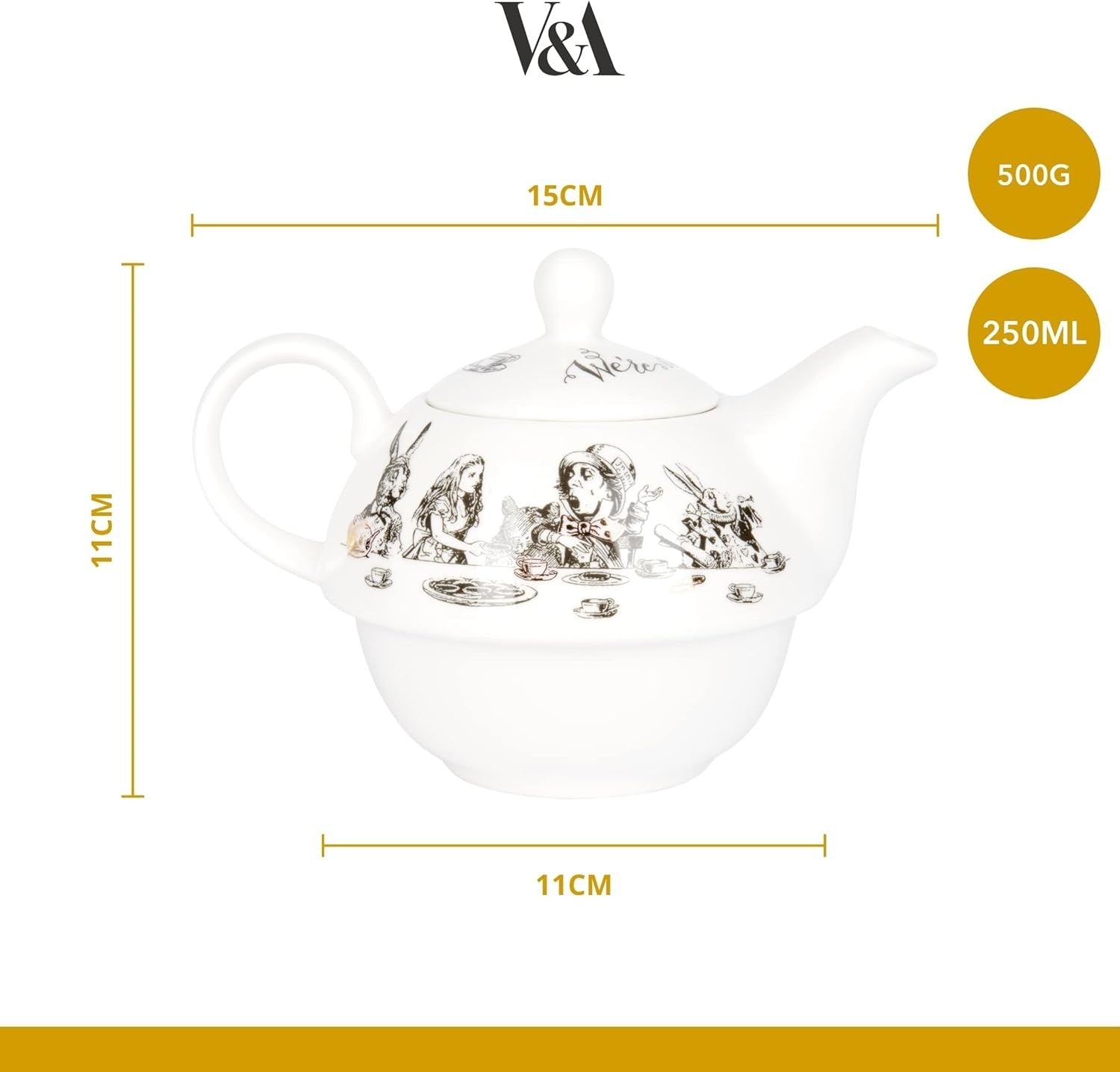 Fine China Teapot and Cup Set for One 250ml Gift Box Tea Set White