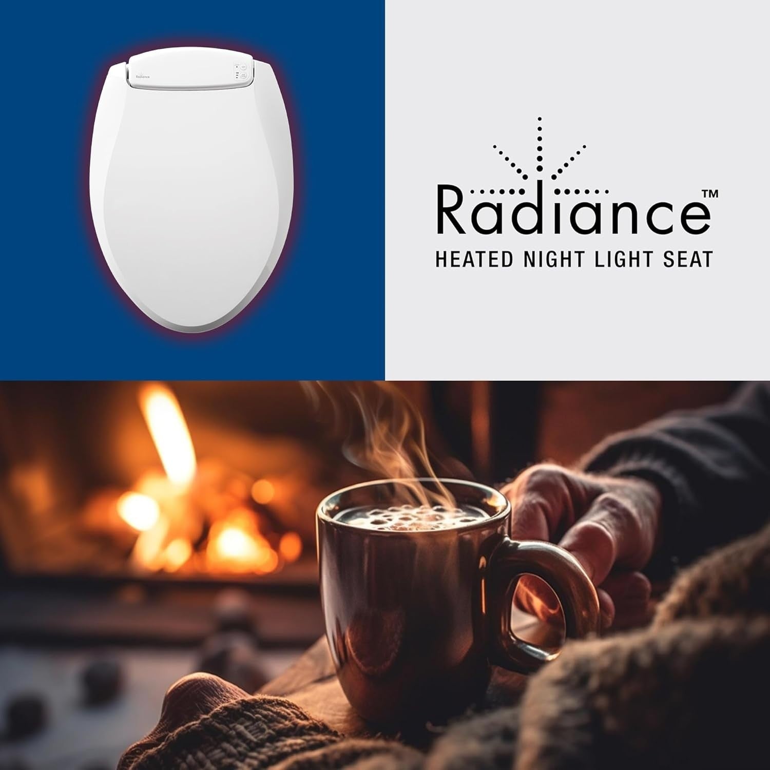 Radiance Elongated Toilet Seat White Soft Close LED Night Light