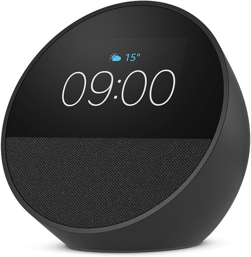 Smart Alarm Clock with Voice Control LED Display Bedside Speaker Black