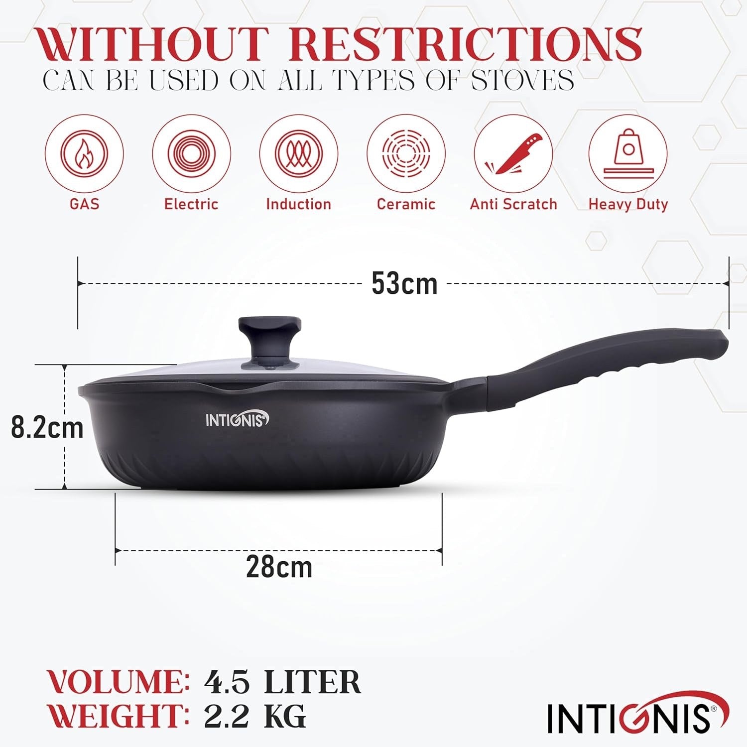 28cm Black Deep Non Stick Frying Pan with Lid  3in1 Skillet Sauté Pan & Mini Wok