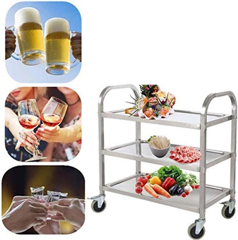 3 Tier Stainless Steel Catering Trolley on Wheels Heavy Duty Serving Cart