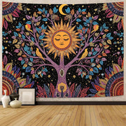 Tree of Life Sun Face & Birds Tapestry Boho 80x60