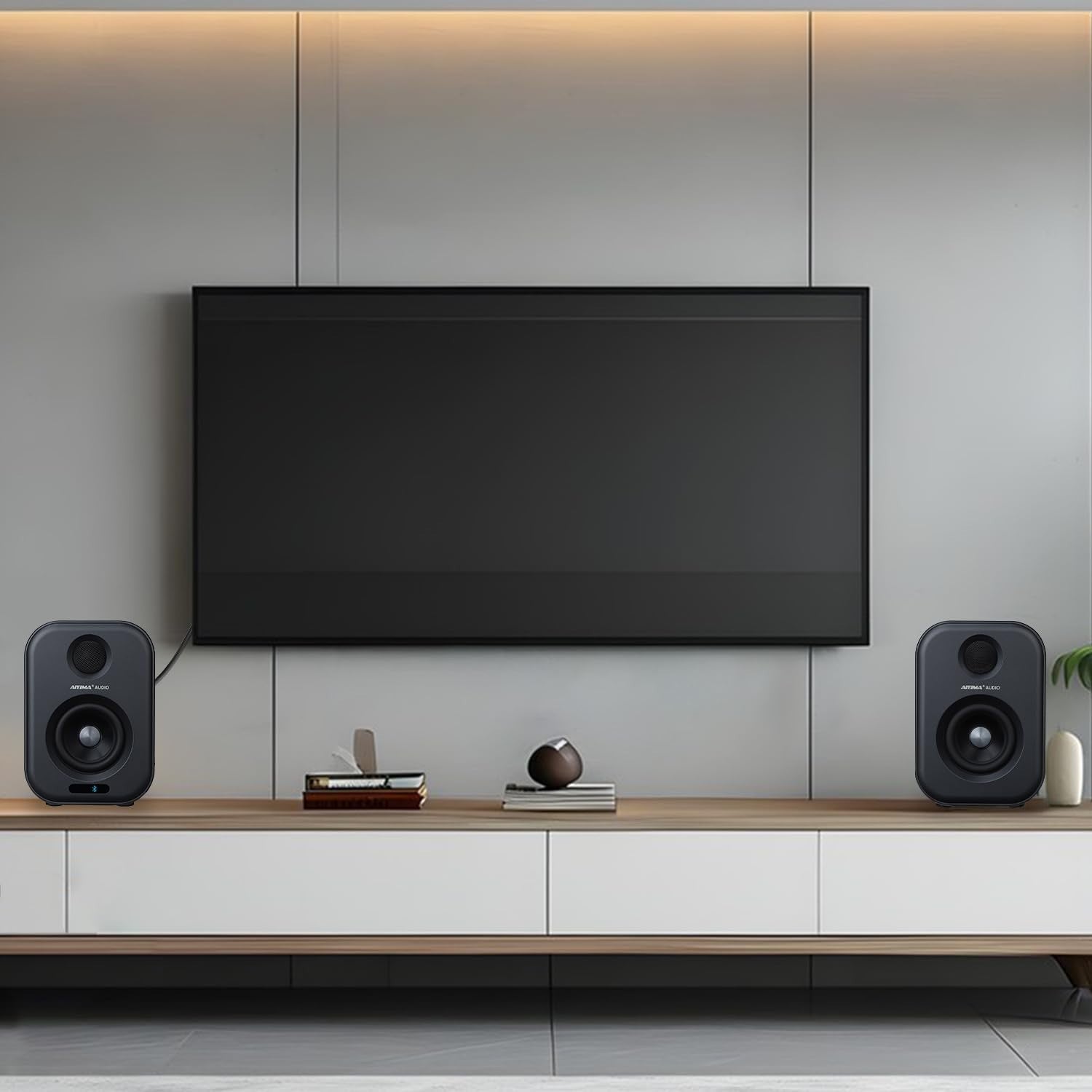 Powerful 80W Bluetooth 5.3 Bookshelf Speakers 2.0 Channel HiFi Sound System