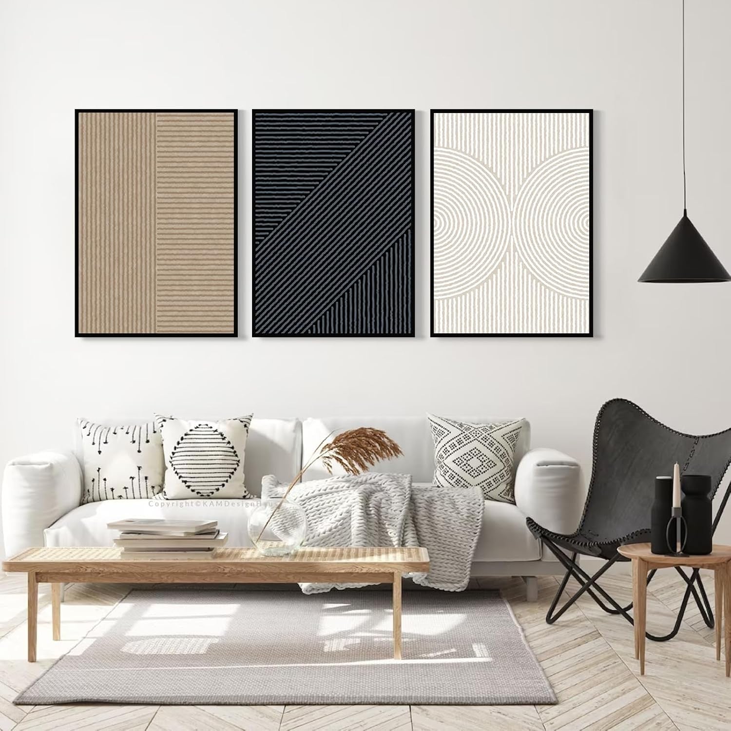 3-Piece Modern Abstract Canvas Wall Art 16x24" Neutral Boho Decor