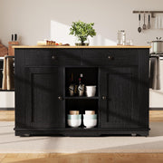 Kitchen Island with Power Strip, Foldable Table, Storage Drawers & Cabinet