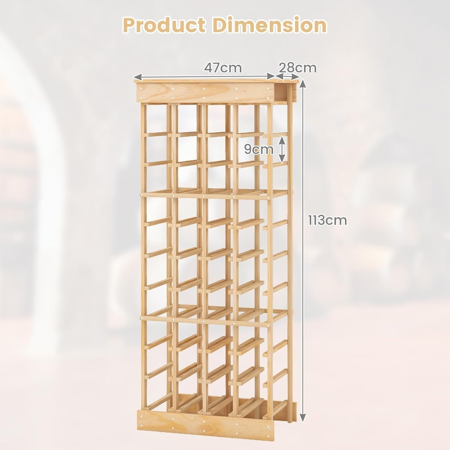 40 Bottle Wood Wine Rack 10-Tier Freestanding Storage Shelf for Home Bar