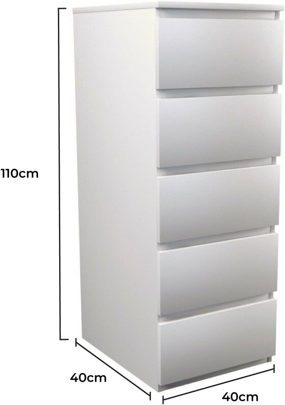 White 5 Drawer Tall Chest Storage Cabinet Modern Bedroom Organizer Unit