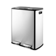 60L Dual Recycling Bin Stainless Steel 2x30L Soft Close Pedal