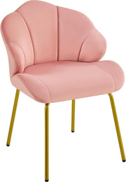 Velvet Accent Chair Shell Back Vanity Tub Seat Gold Legs Pink Office