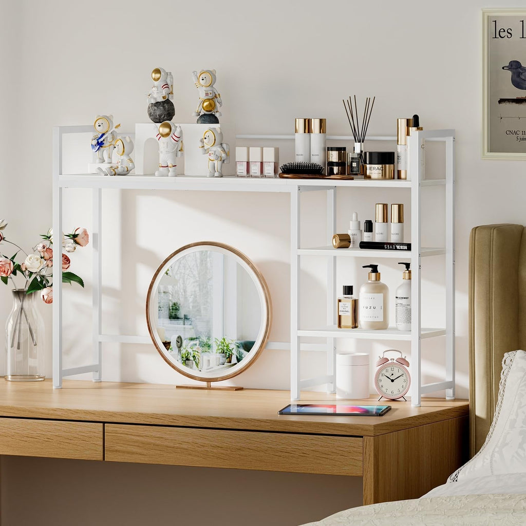 44.9" Desk Hutch Shelf Large Desktop Organizer 3-Tier Monitor Rack Wood Storage