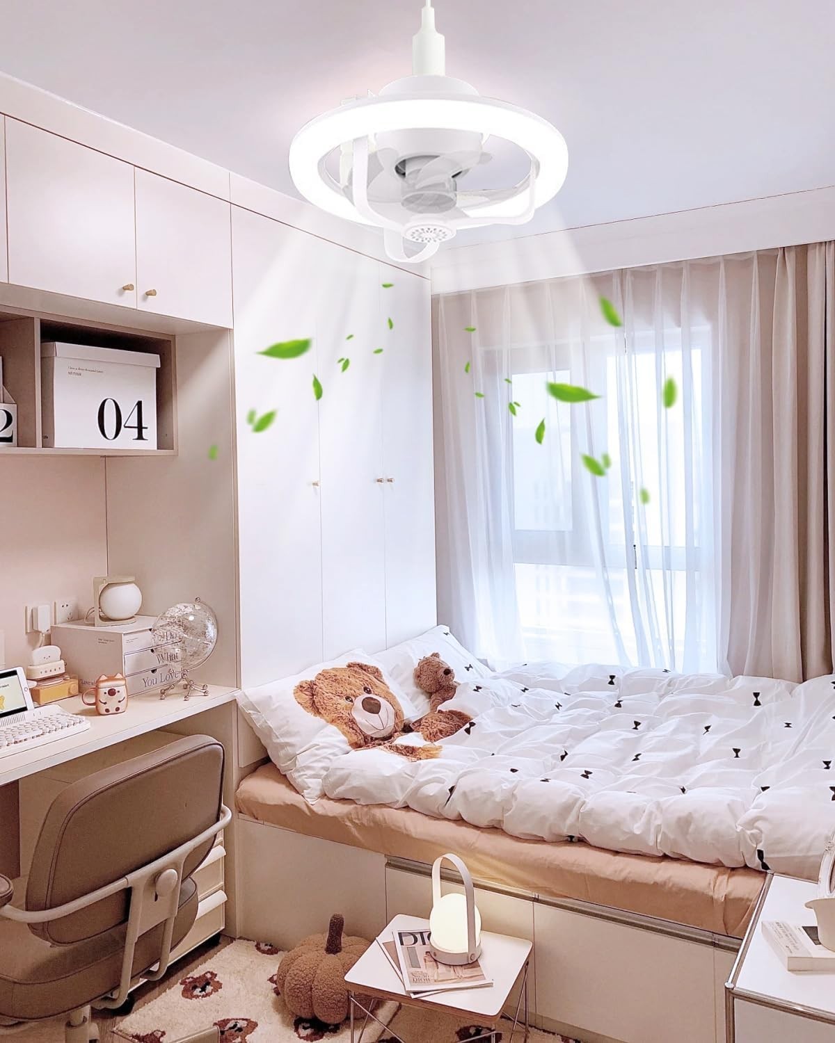 Kaivancy 30W Ceiling Fan with Lights Remote 3 Colors 6 Speeds Quiet