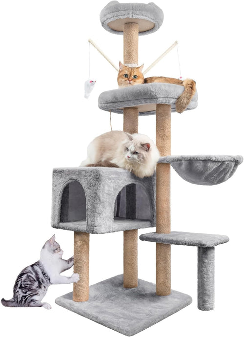 145cm Cat Tree Tower Multi Level Scratching Post Indoor Climber with Hammock