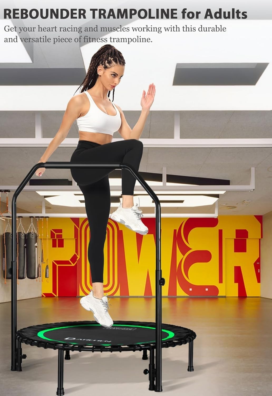 100cm Mini Rebounder Trampoline 400lb Quiet Indoor Fitness Adults