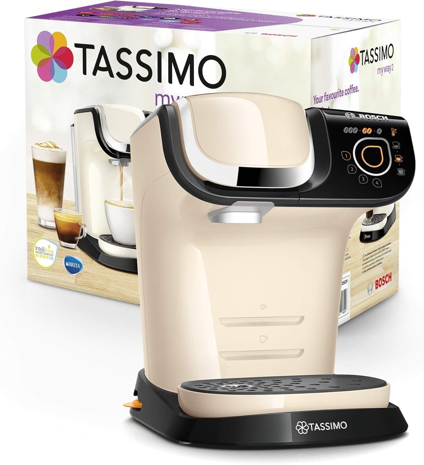 Pod Coffee Machine 1.3L Large Tank 1500W Fast Brew Auto Clean Cream Compact