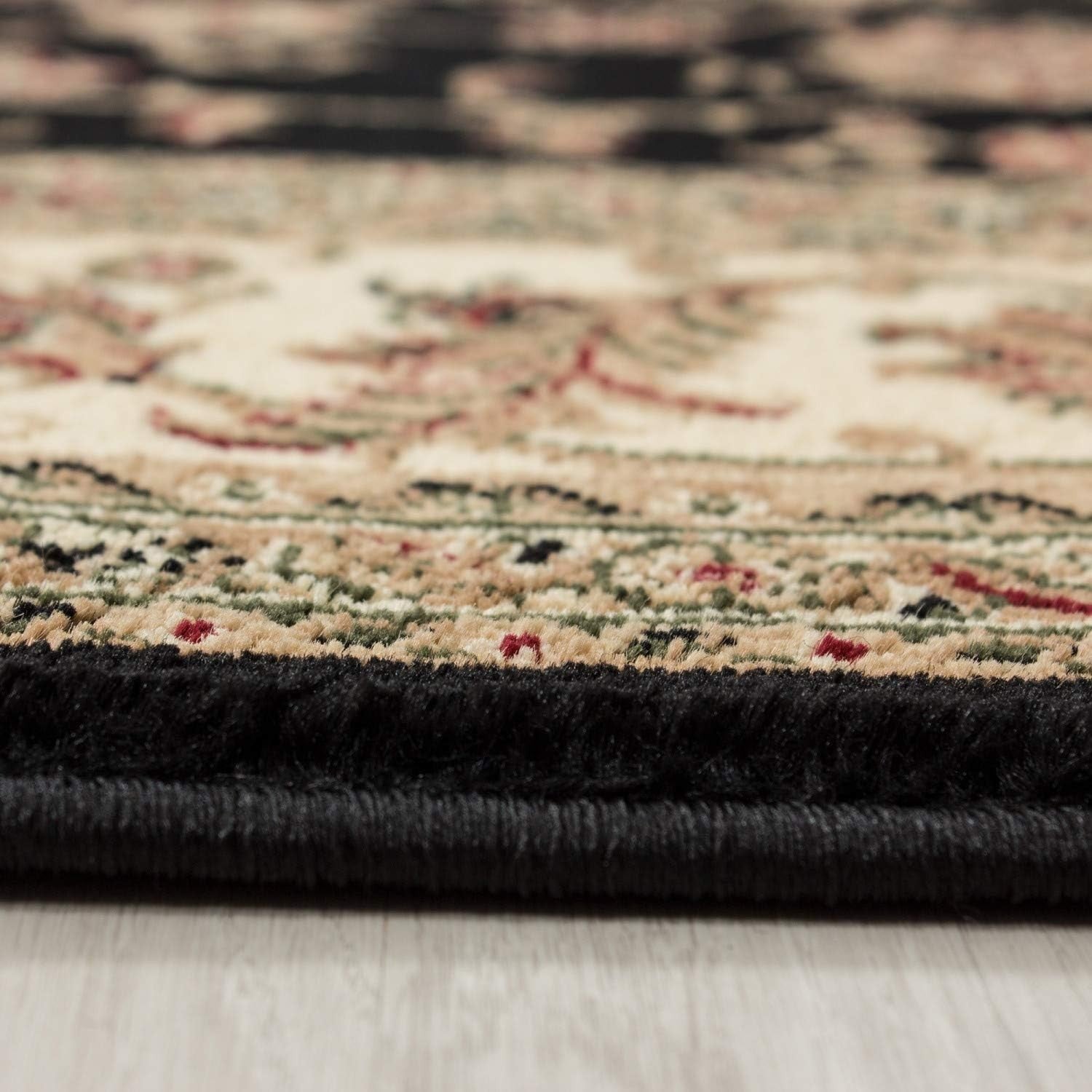Black Oriental Area Rug 160x230cm Soft Low Pile Luxury Living Room Carpet