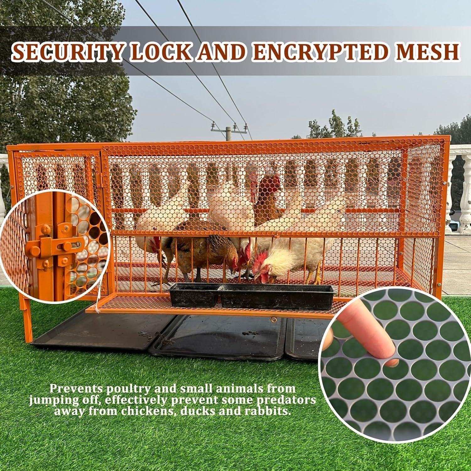 Portable Chicken Run Coop 100x60x73cm Steel Cage Wheels
