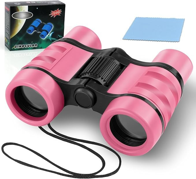 Kids 4x30 Pink Shockproof Binoculars | Outdoor Explorer Toy Ages 3–12