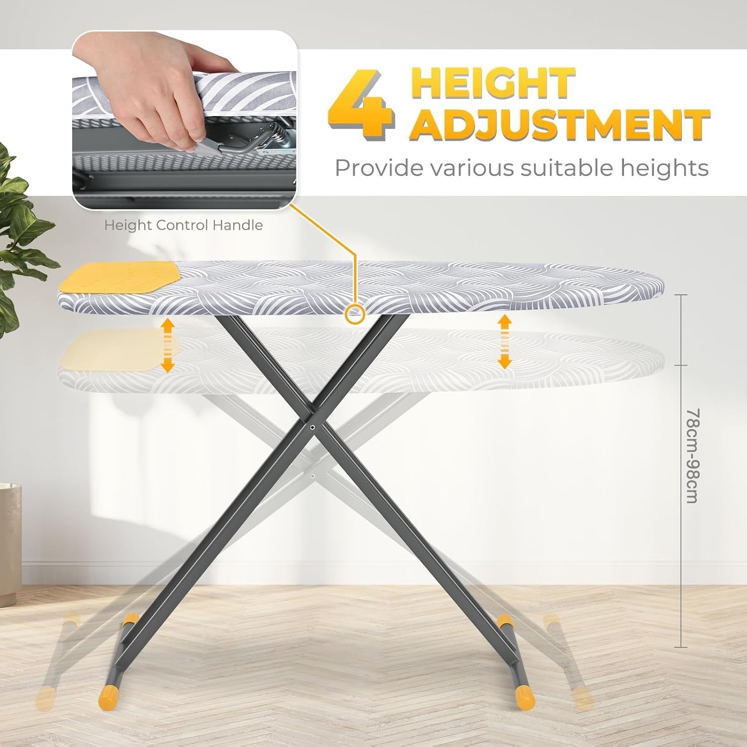 Extra Wide Ironing Board Height Adjustable Heavy Duty Foldable 135x46cm