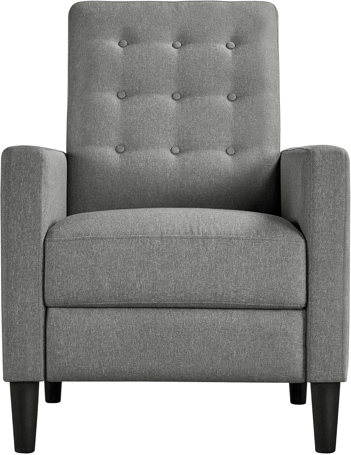 Grey Recliner Chair Sofa Adjustable Footrest Padded Seat Living Room