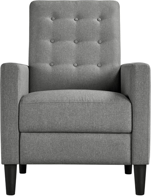 Grey Recliner Chair Sofa Adjustable Footrest Padded Seat Living Room