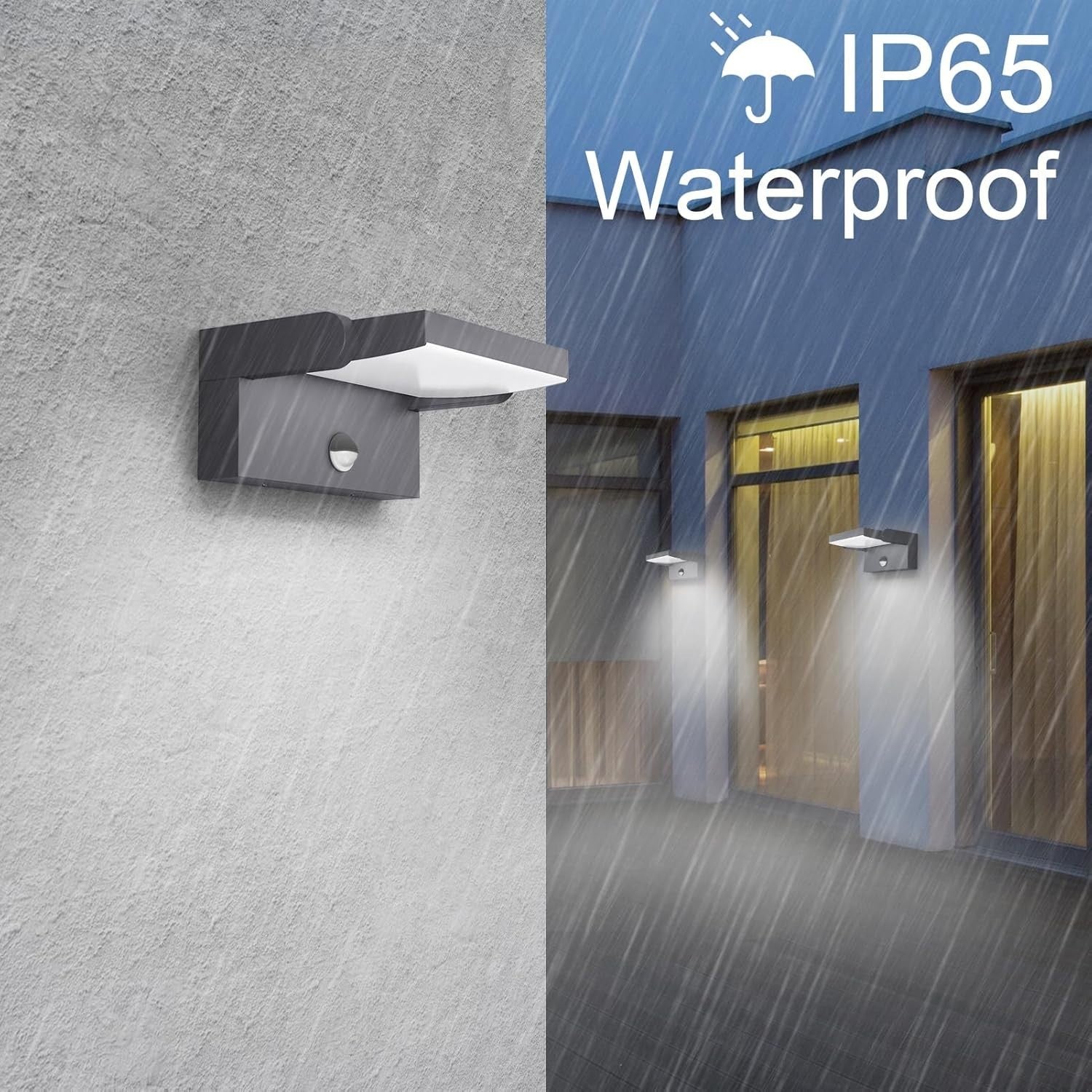 24W Outdoor Waterproof LED Wall Light with Motion Sensor & Swivel Panel
