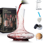 Crystal Wine Decanter Set 1200ml with Stand Stopper Brush Beads Gift Set