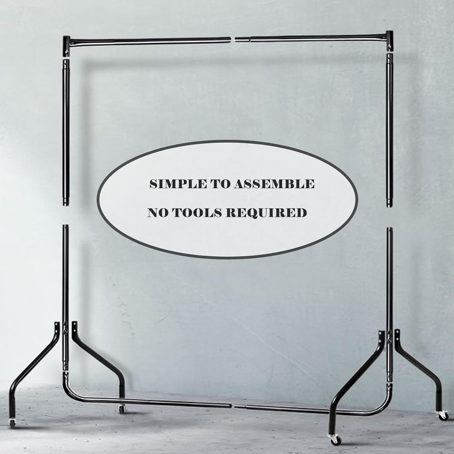 Heavy Duty 6ft Clothes Rail with Shoe Rack & Hooks – Black