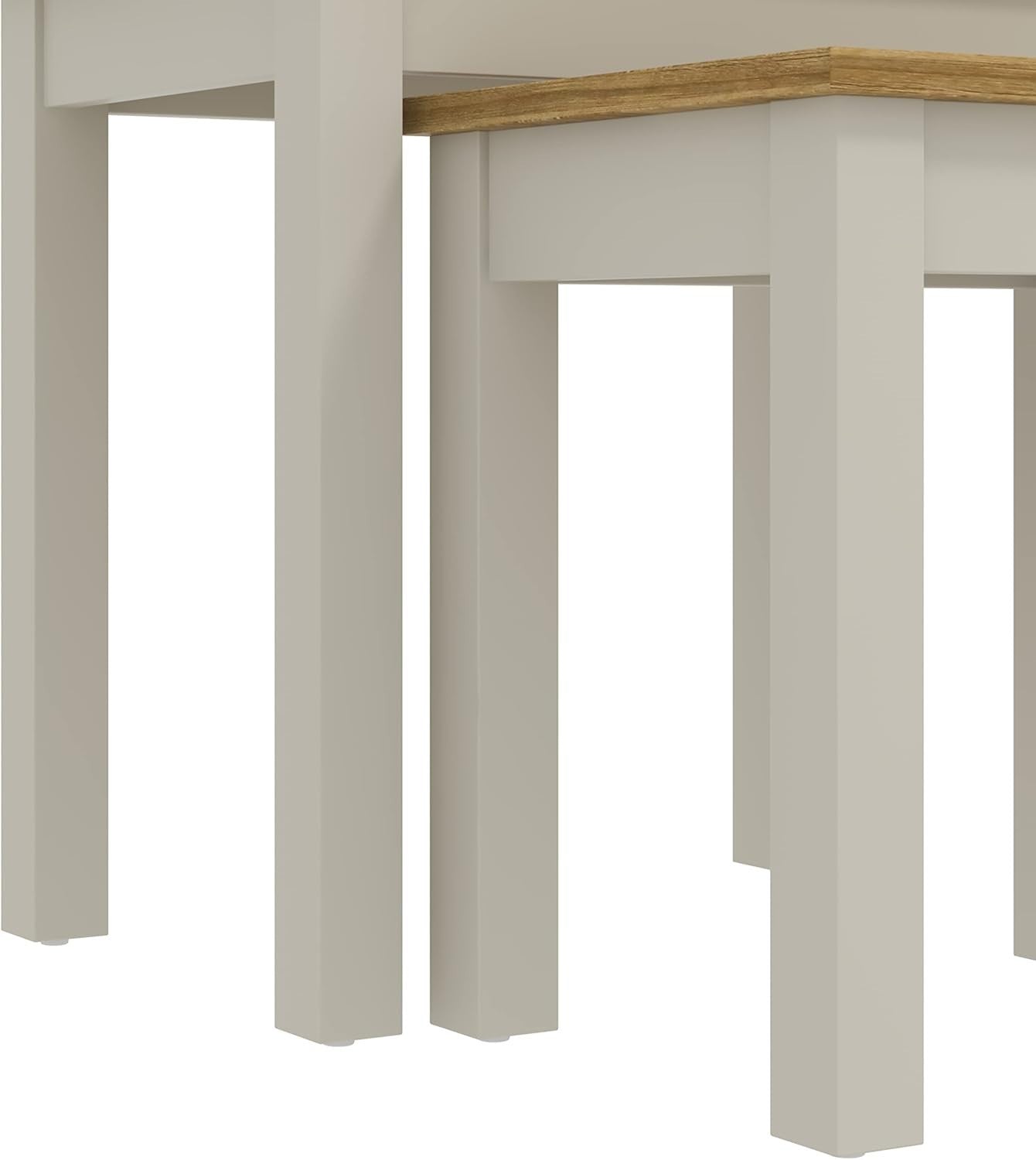 Nesting Side Tables Set of 2 Coffee End Table Wood Light Grey Small Space