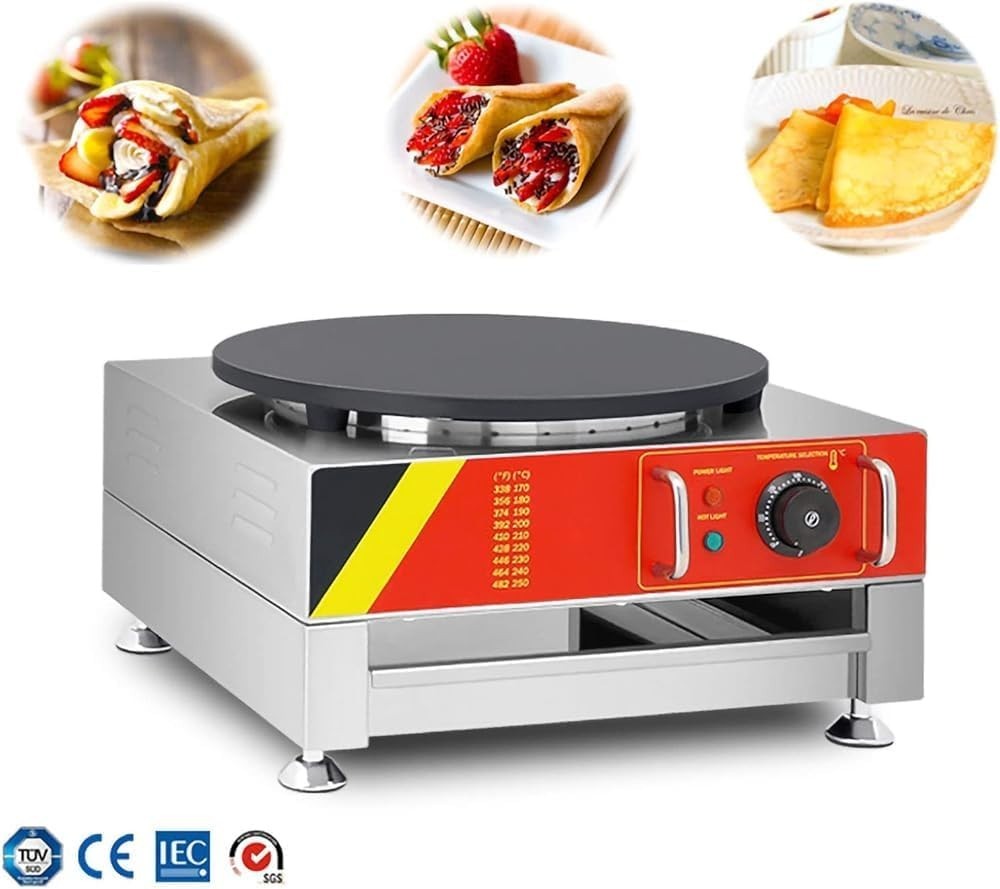 34cm Electric Crepe Maker 3Kw Commercial Non-Stick Pancake Griddle Stainless