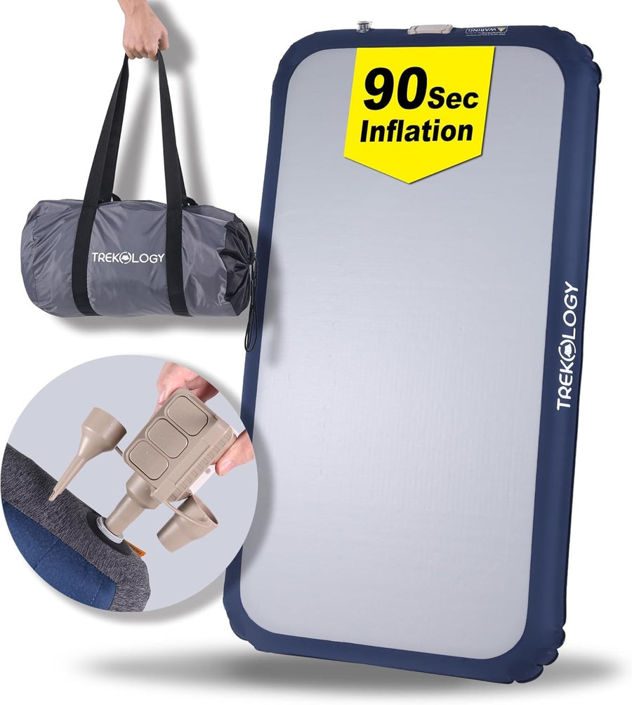 Self Inflating Air Mattress w Built In Pump Single Camping Guest Bed 20cm