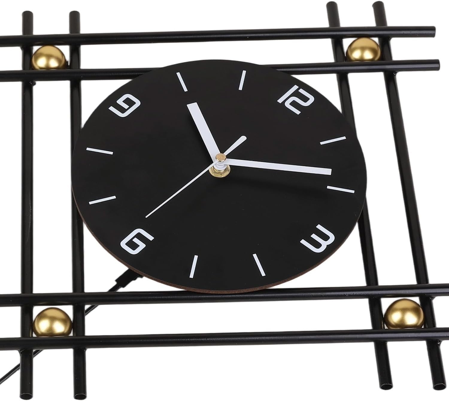Modern Black Minimalist Pendulum Wall Clock – Silent Large Metal Decor 66×47cm