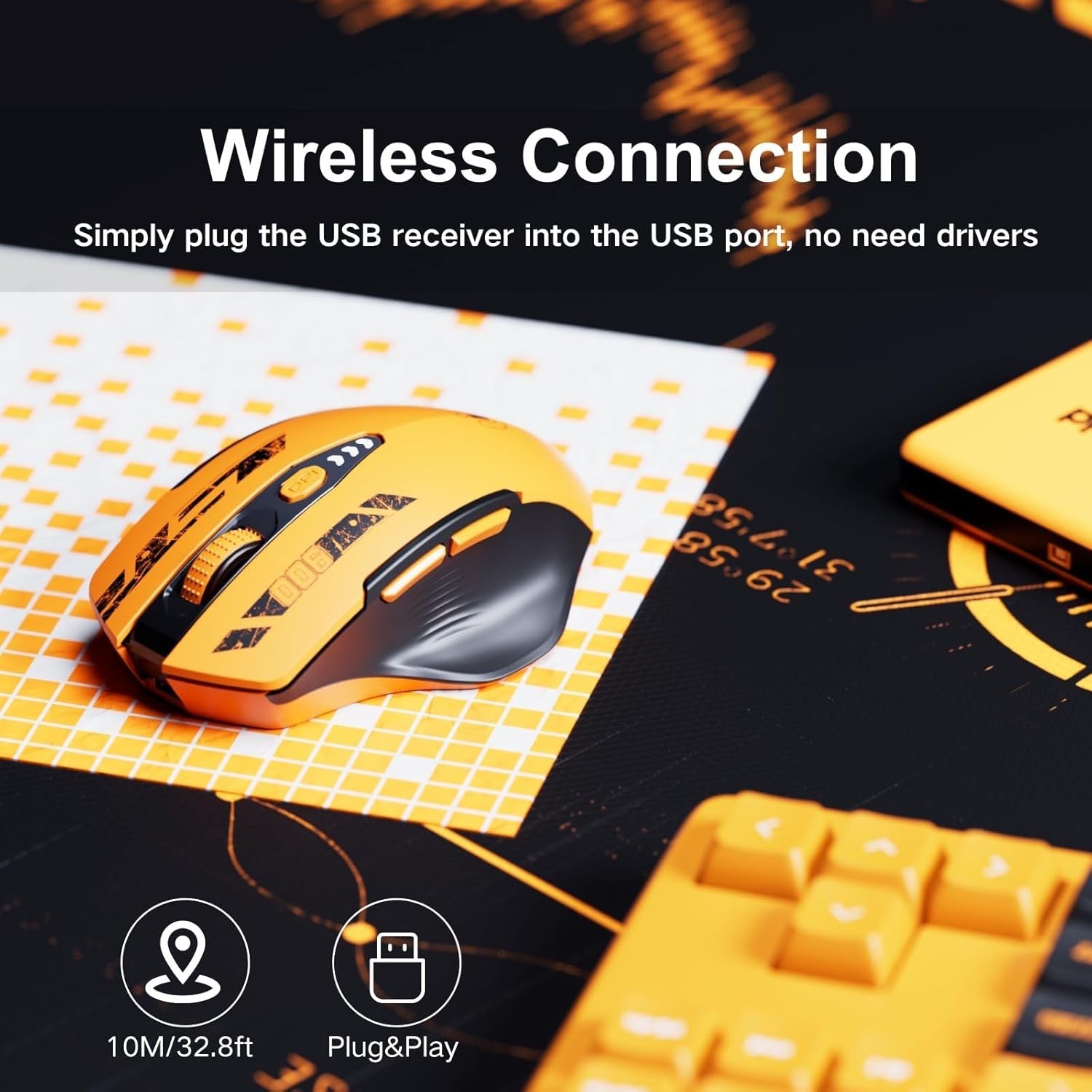 Rechargeable Wireless Mouse Battery Display Adjustable DPI USB Laptop PC