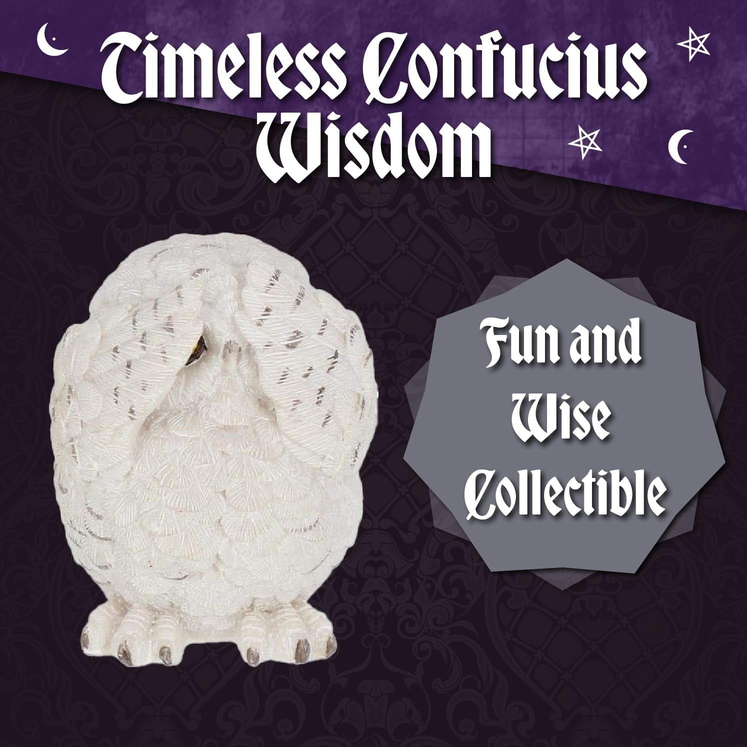Three Wise Owl Figurines Resin 8cm White Ornament Set Cute Home Gift Decor