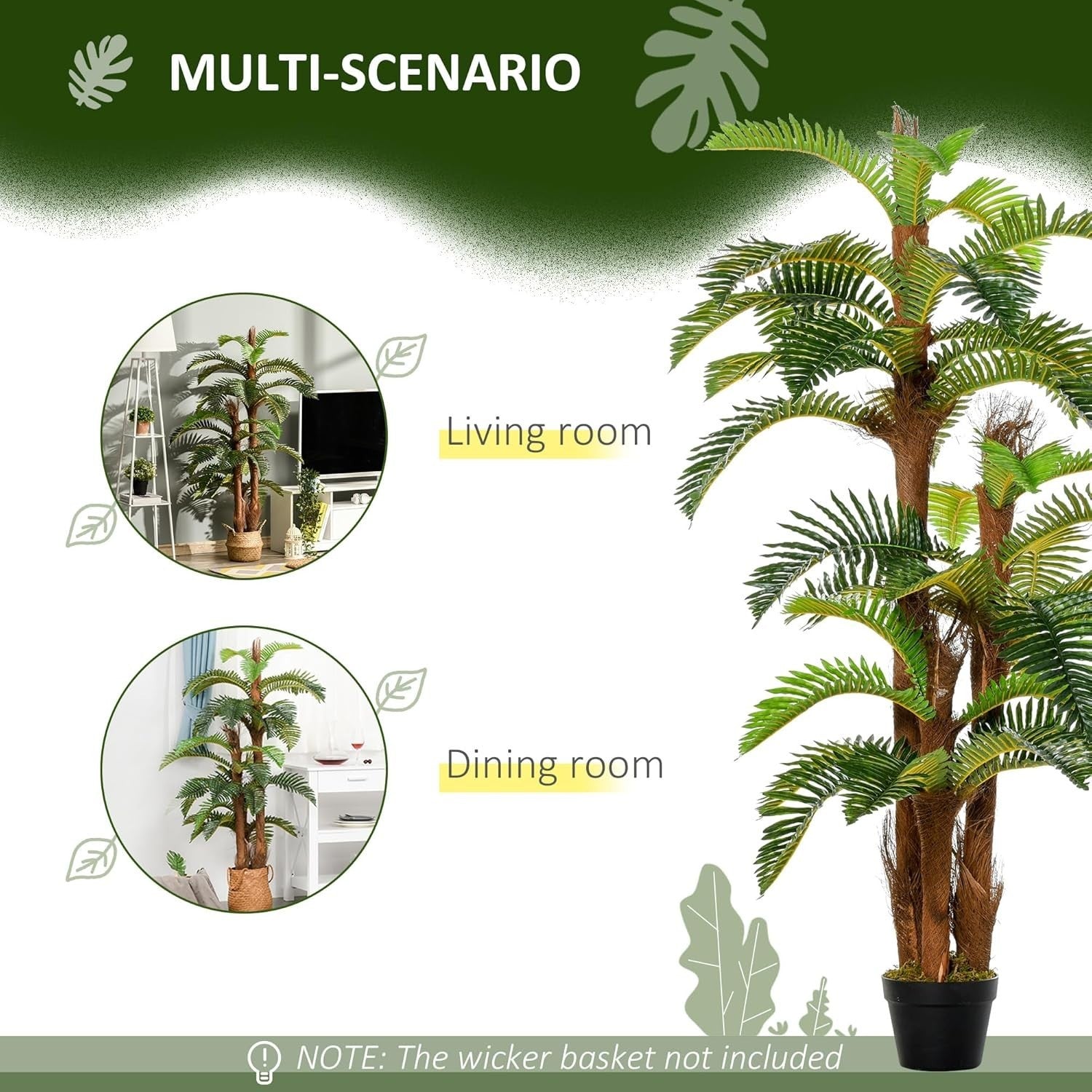 Artificial Tropical Fern Tree 150cm / 5FT  Faux Green Plant Potted Home Decor
