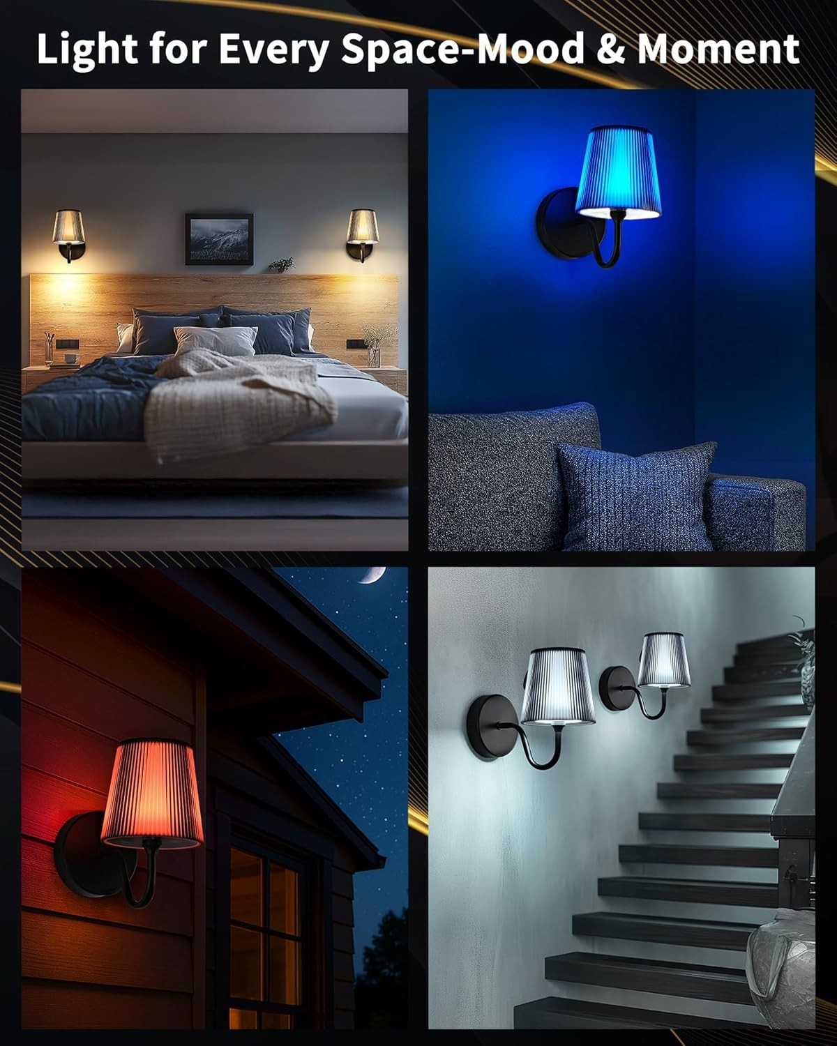 Rechargeable Magnetic Wall Lights with Remote, Dimmable RGB Picture Lamp