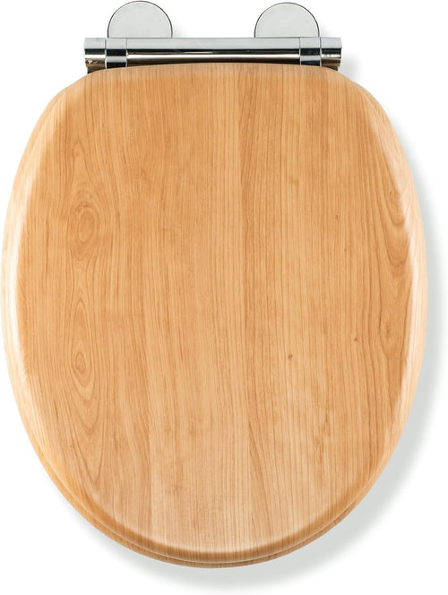 Light Oak Wooden Toilet Seat Soft Close Quick Release Antibacterial Durable