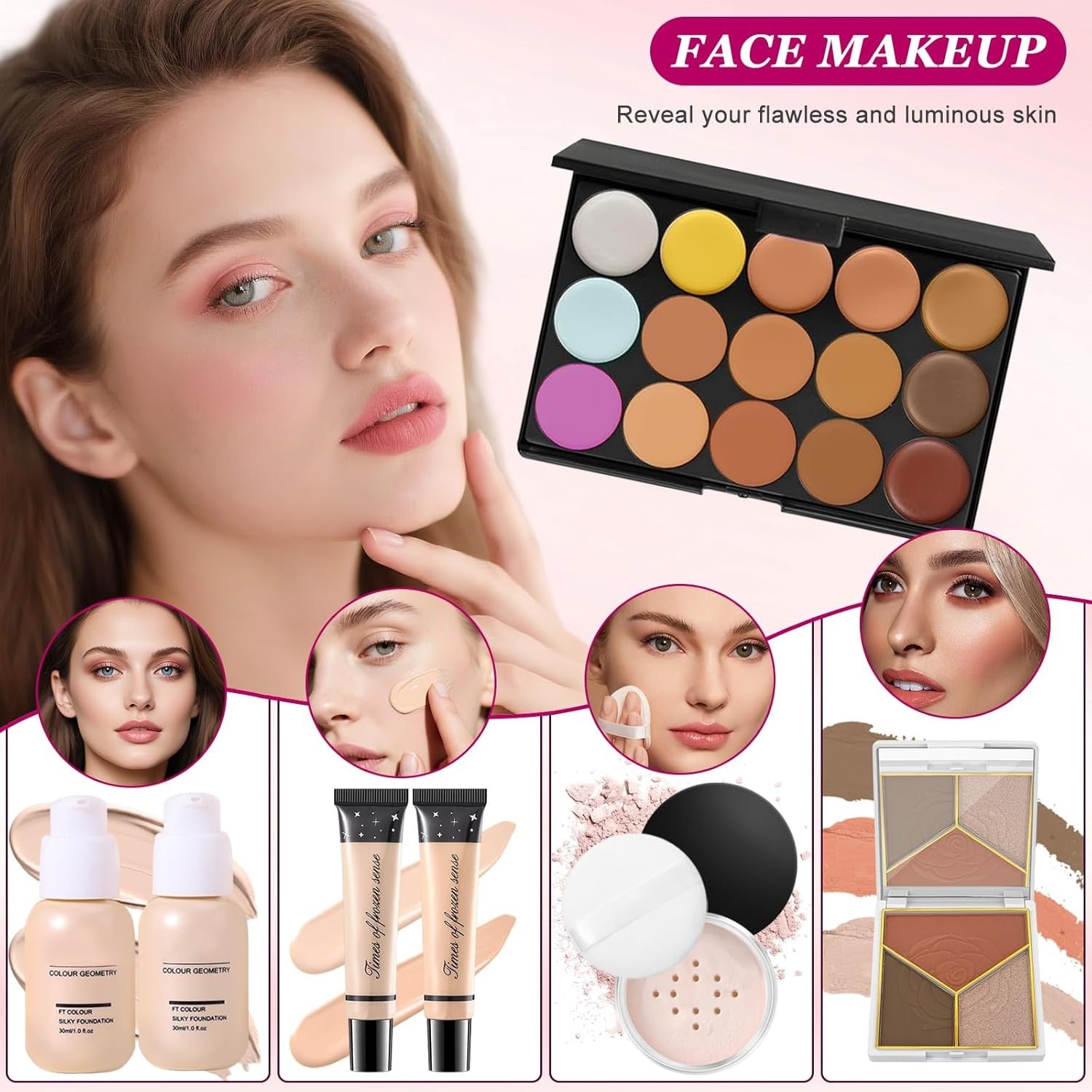 All In One Makeup Kit Starter Set 18 Colour Palette Gift Bag