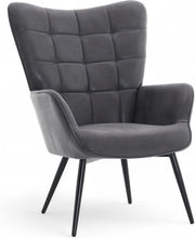 Grey Faux Leather Wingback Accent Chair Tufted Lounge Armchair