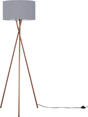 Modern Tripod Floor Lamp Copper Metal Stand Dark Grey Shade LED Tall