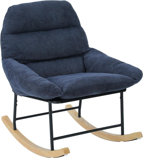 Cozy Lambswool Rocking Chair with High Backrest for Living Room
