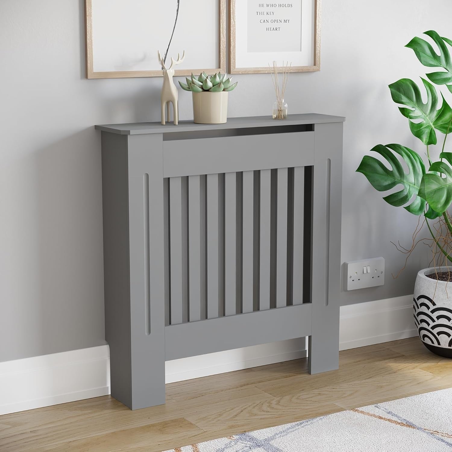 Small Olive Grey Radiator Cover Cabinet Modern MDF Heater Cover